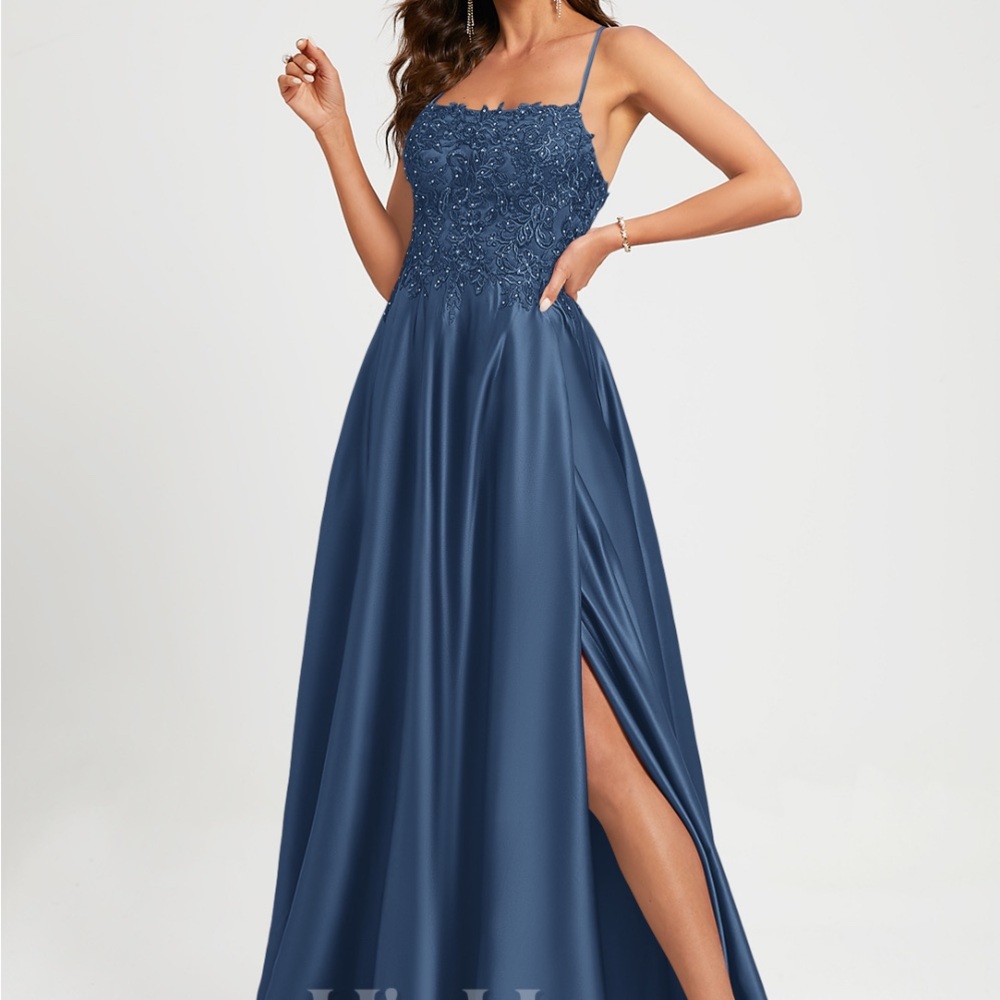 New w/ Tags JJs House Navy Blue Prom Dress with Beaded Bodice